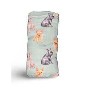 Super soft Baby Swaddle Blanket made of bamboo/cotton, French Bulldog pattern